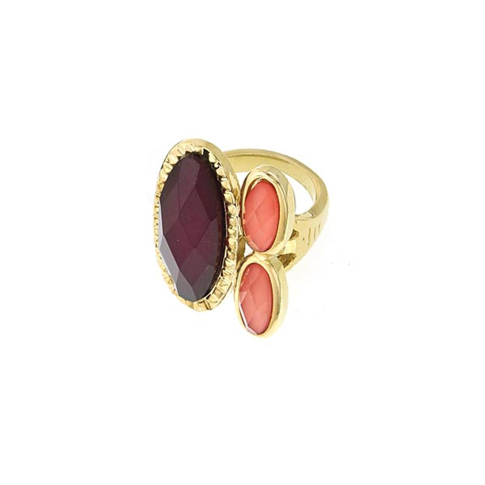 1928 Jewelry Raspberry & Peach Stone Ring