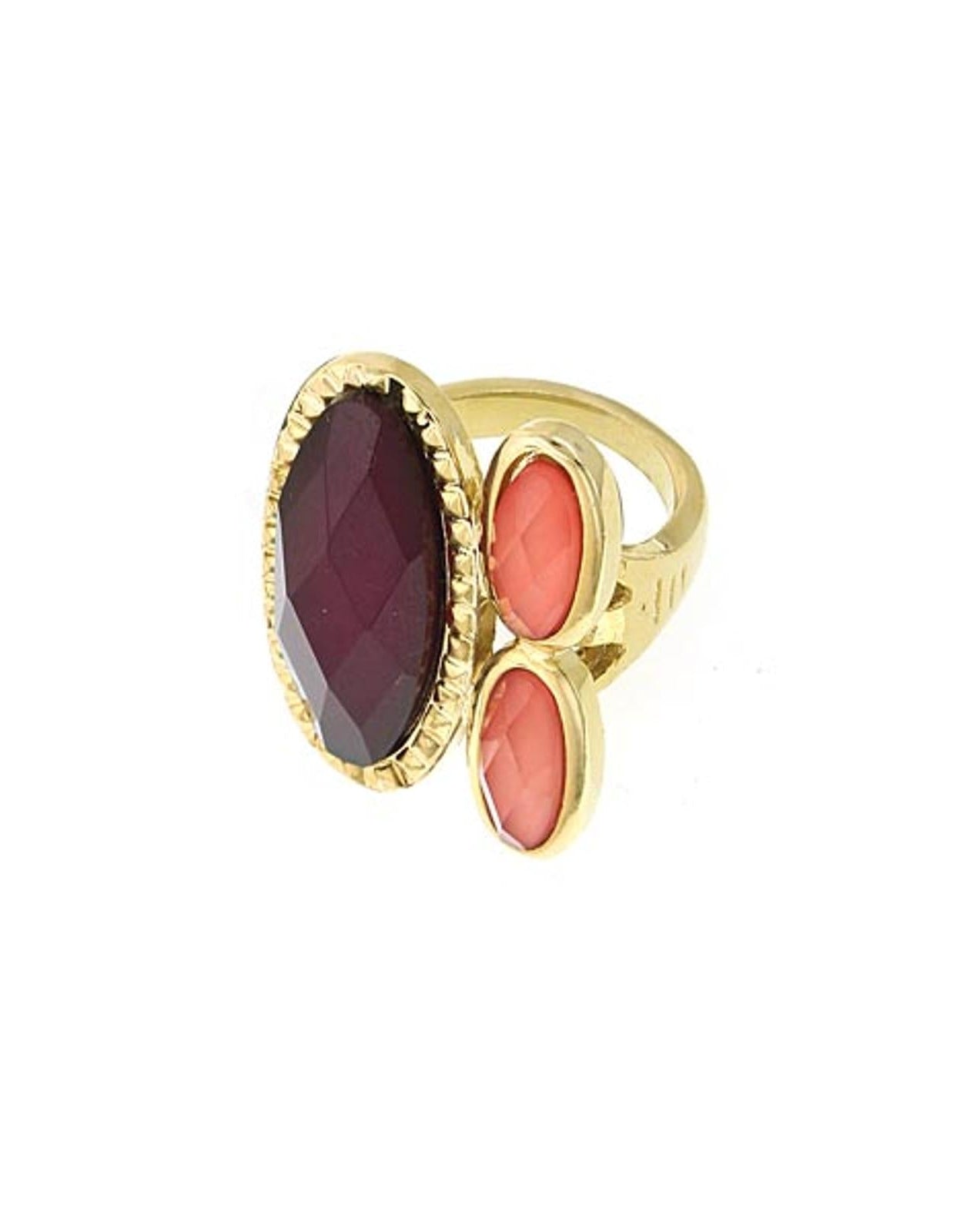 1928 Jewelry Raspberry & Peach Stone Ring