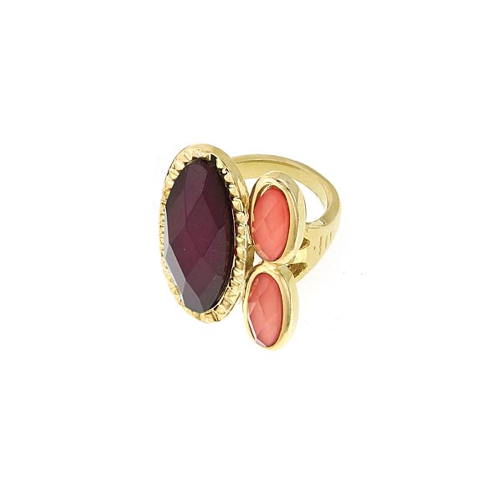 1928 Jewelry Raspberry & Peach Stone Ring