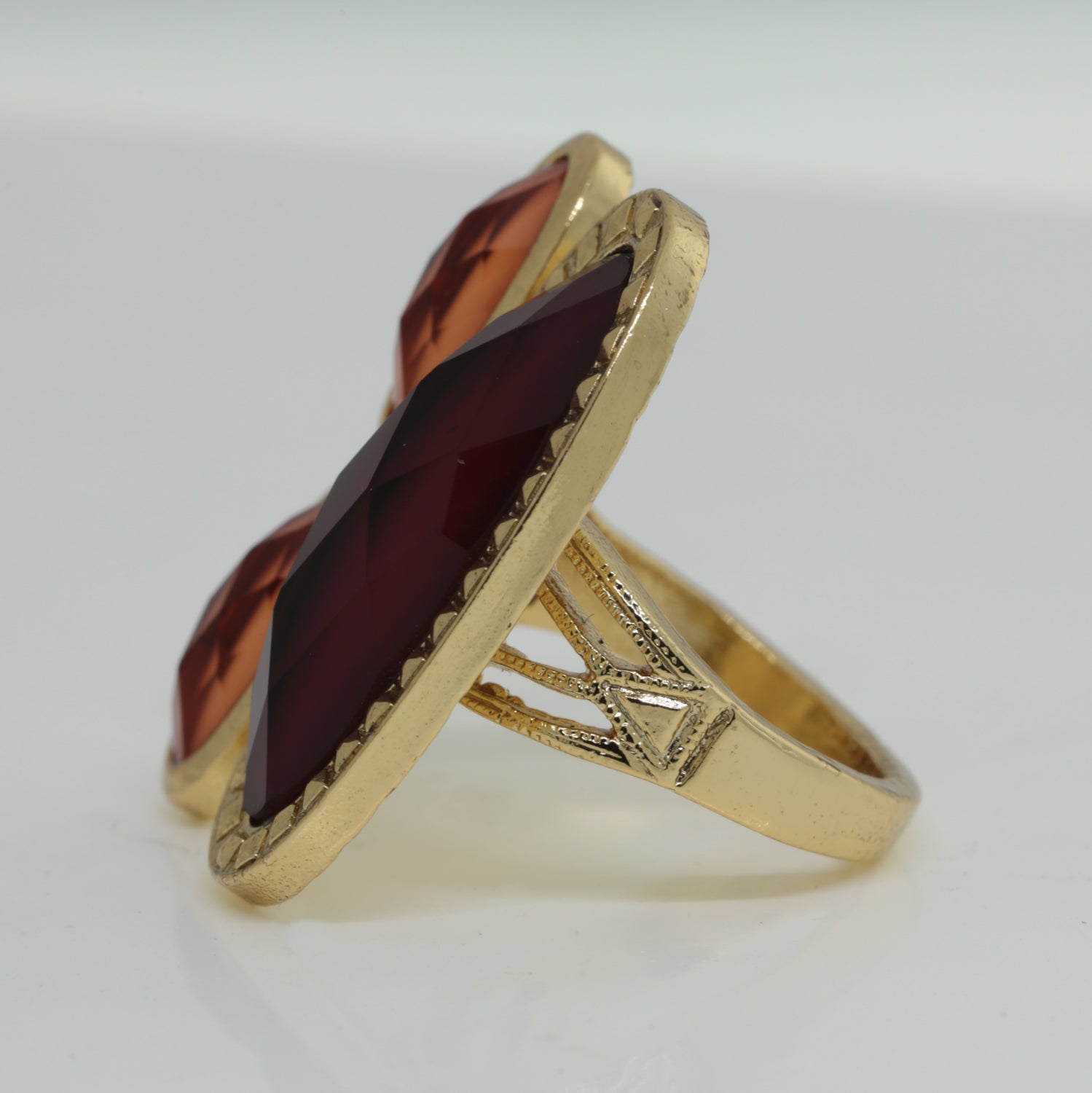 1928 Jewelry Raspberry & Peach Stone Ring