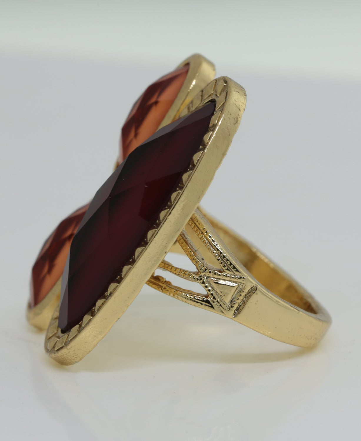 1928 Jewelry Raspberry & Peach Stone Ring