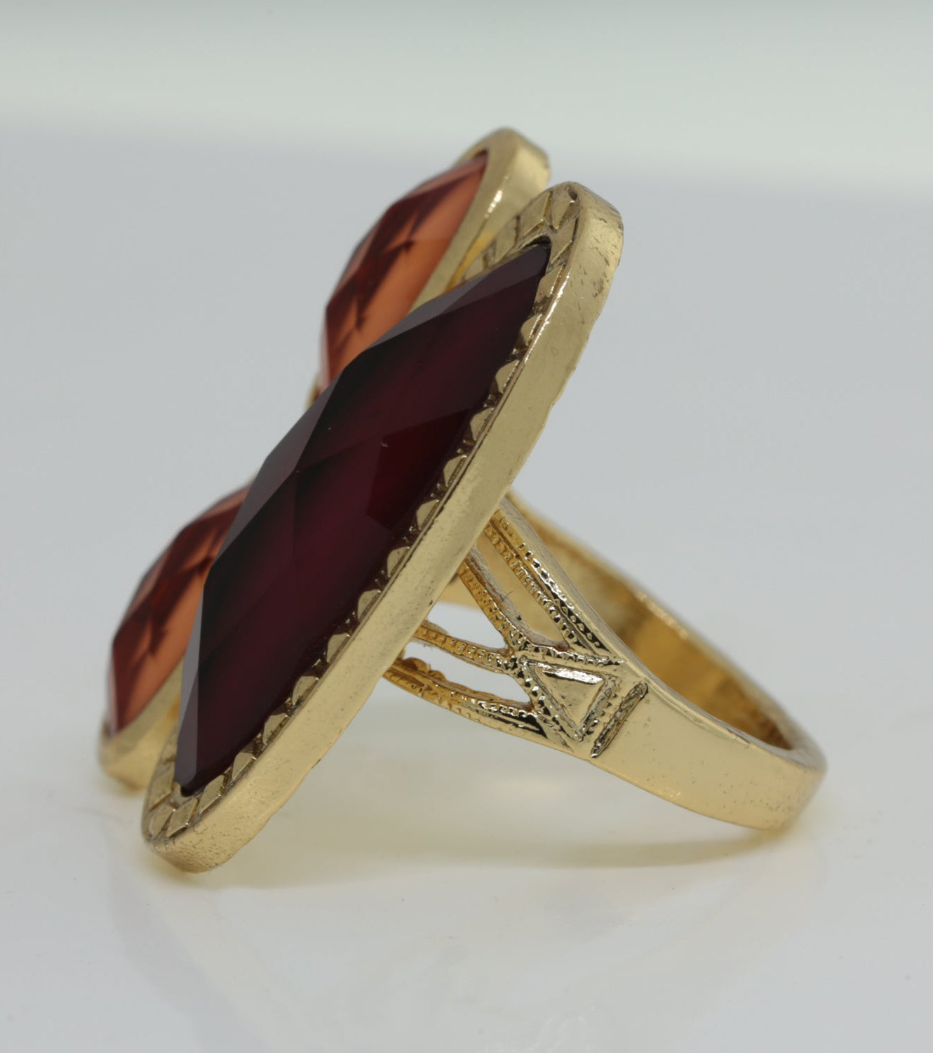1928 Jewelry Raspberry & Peach Stone Ring