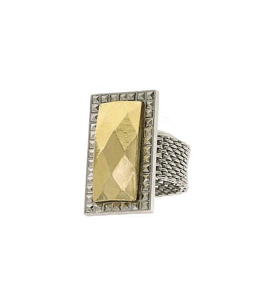 1928 Jewelry Fusion Lux Rectangular Stone Mesh Ring Size 7