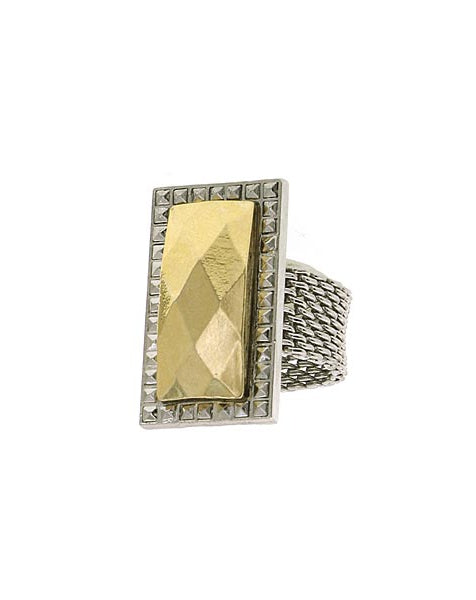1928 Jewelry Fusion Lux Rectangular Stone Mesh Ring Size 7