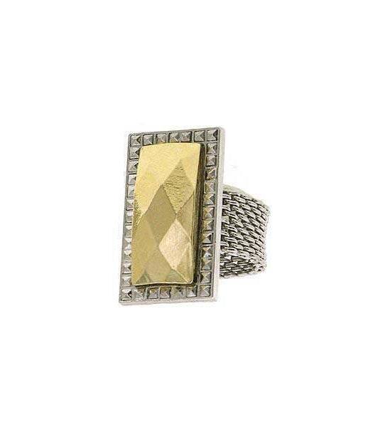 1928 Jewelry Fusion Lux Rectangular Stone Mesh Ring Size 7