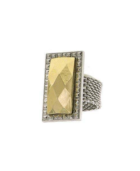 1928 Jewelry Fusion Lux Rectangular Stone Mesh Ring Size 7
