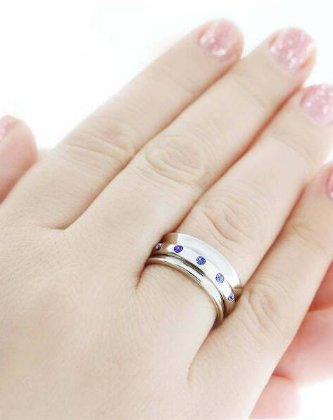 1928 Jewelry Blue Aqua Marine Crystal Anxiety Spinner Ring