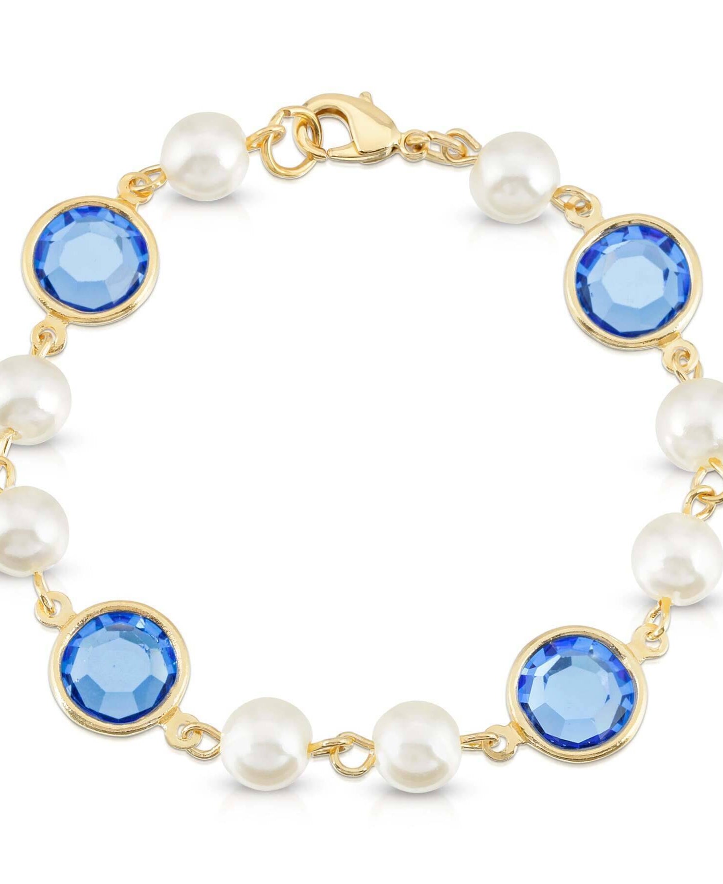 1928 Jewelry Channel Austrian Crystal & Faux Pearl Link Bracelet