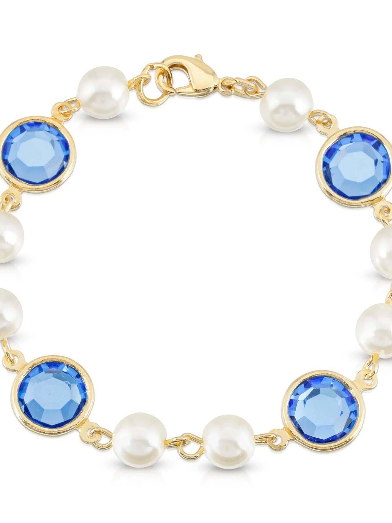 1928 Jewelry Channel Austrian Crystal & Faux Pearl Link Bracelet