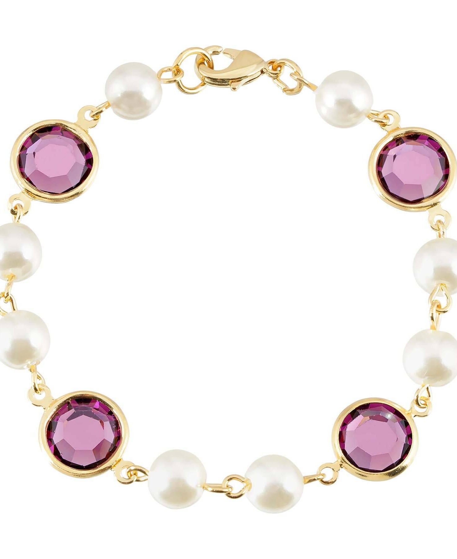 1928 Jewelry Channel Austrian Crystal & Faux Pearl Link Bracelet