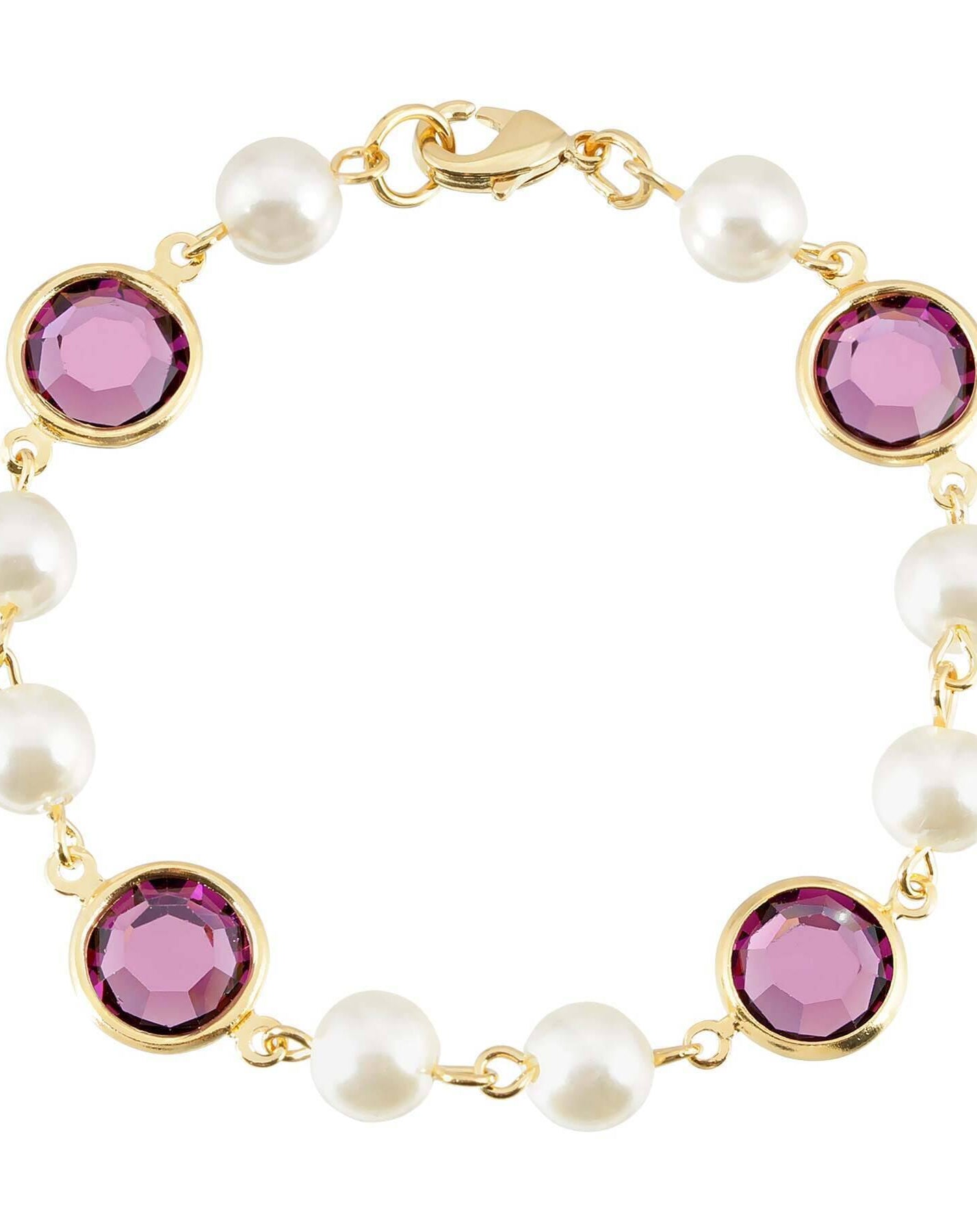 1928 Jewelry Channel Austrian Crystal & Faux Pearl Link Bracelet