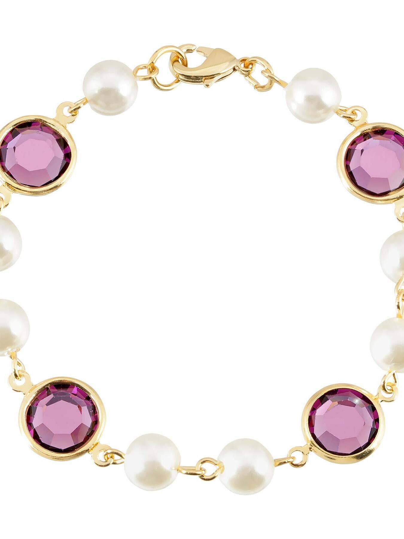 1928 Jewelry Channel Austrian Crystal & Faux Pearl Link Bracelet