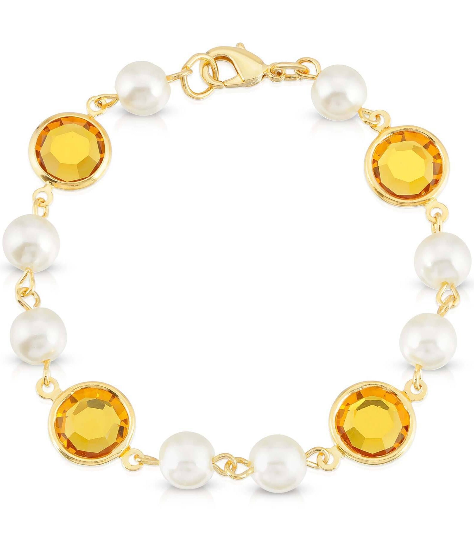 1928 Jewelry Channel Austrian Crystal & Faux Pearl Link Bracelet