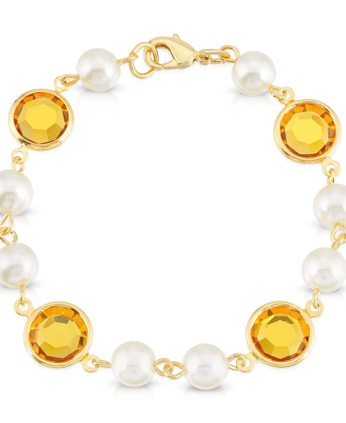 1928 Jewelry Channel Austrian Crystal & Faux Pearl Link Bracelet