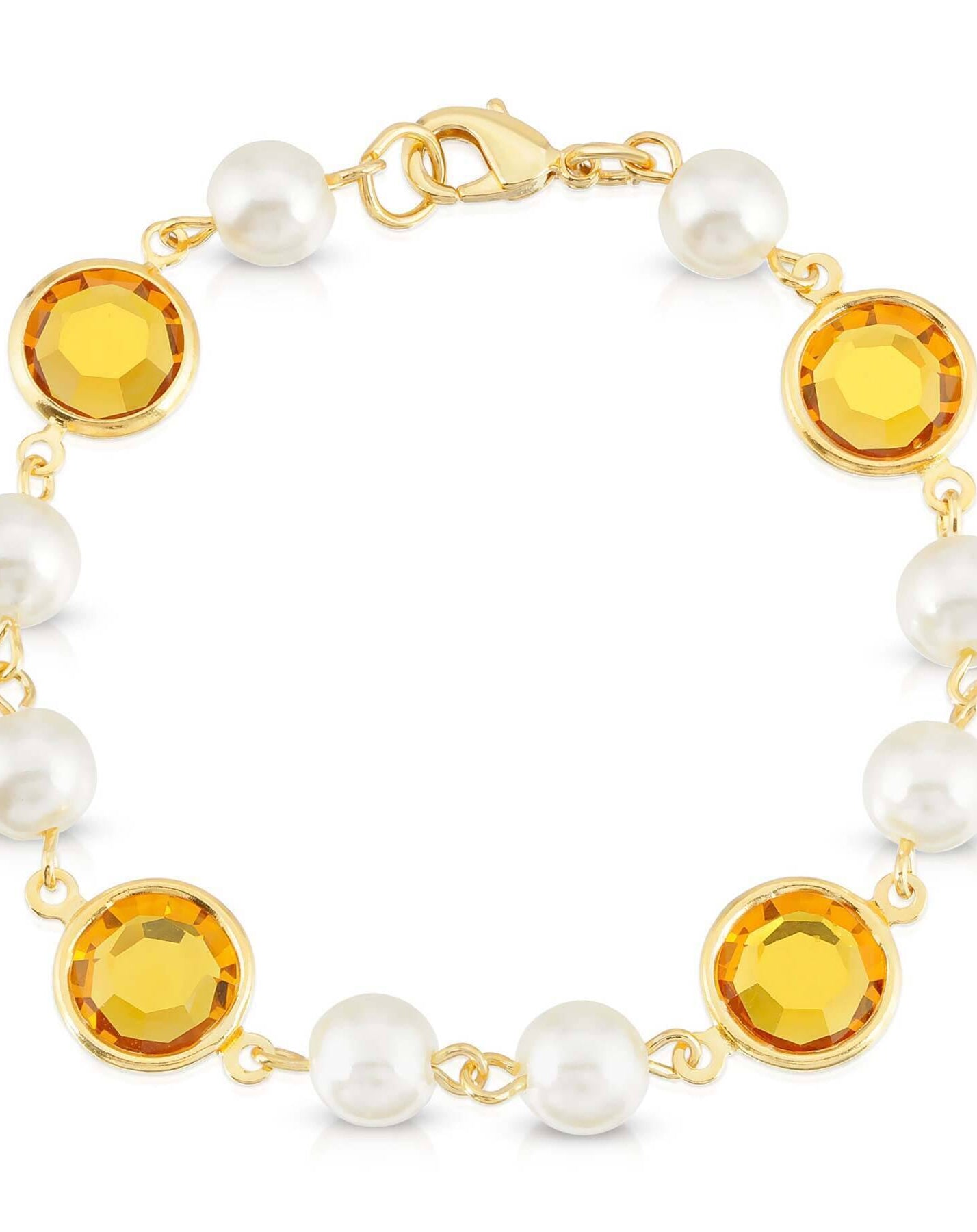 1928 Jewelry Channel Austrian Crystal & Faux Pearl Link Bracelet