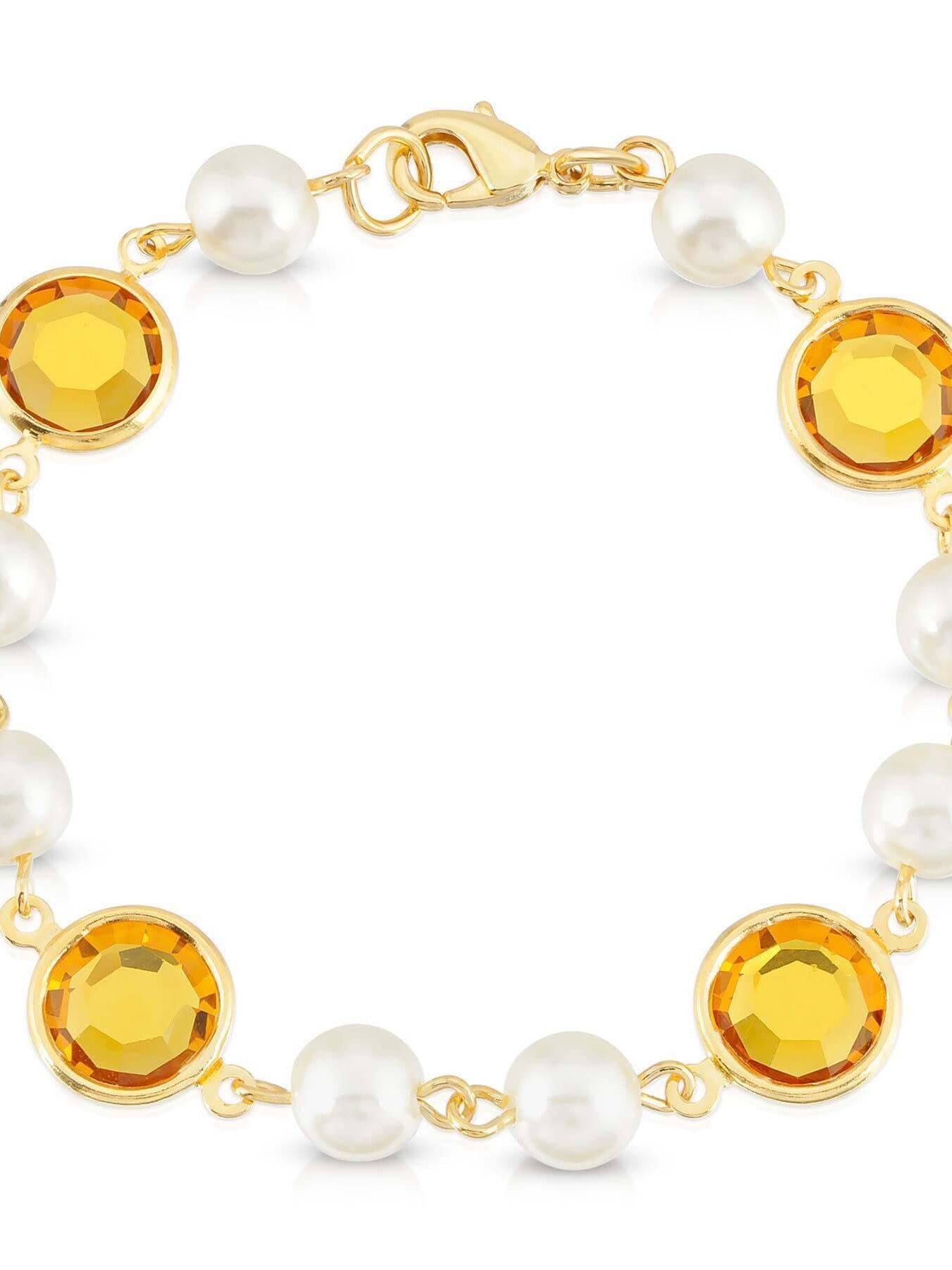 1928 Jewelry Channel Austrian Crystal & Faux Pearl Link Bracelet