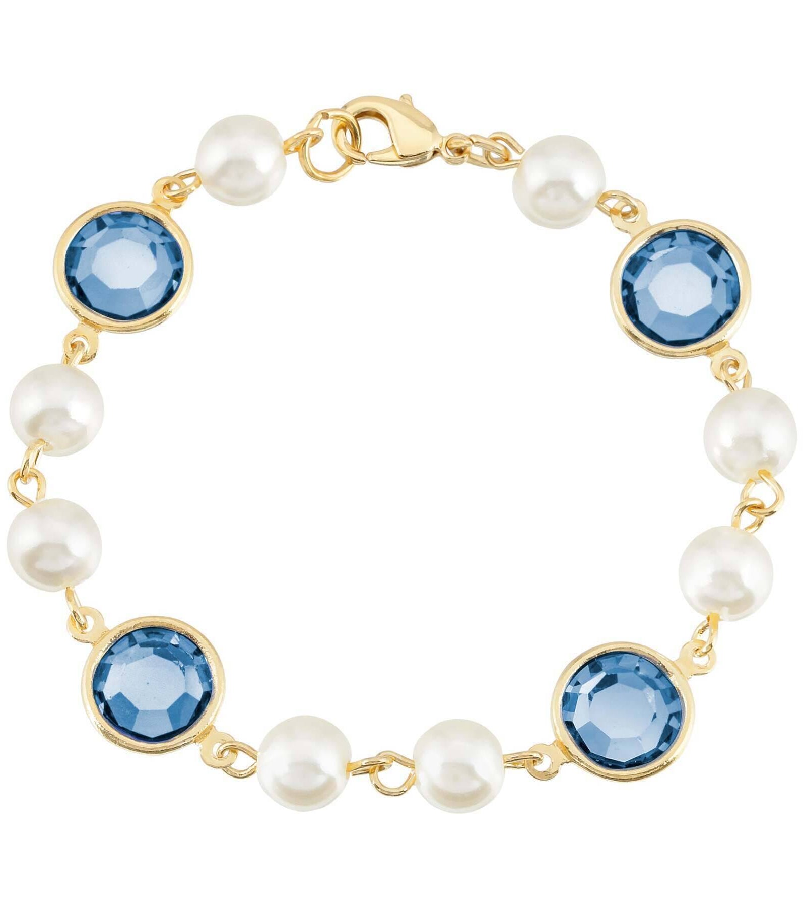 1928 Jewelry Channel Austrian Crystal & Faux Pearl Link Bracelet