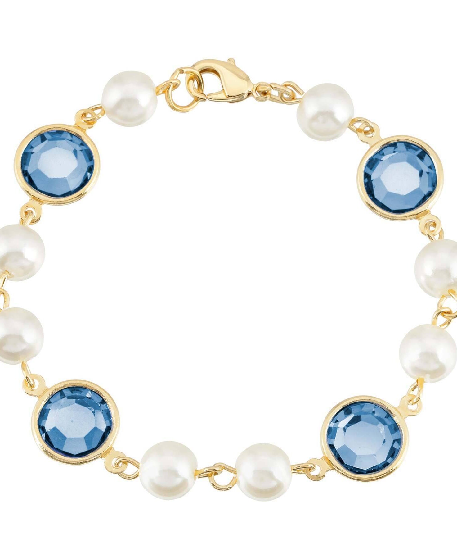 1928 Jewelry Channel Austrian Crystal & Faux Pearl Link Bracelet