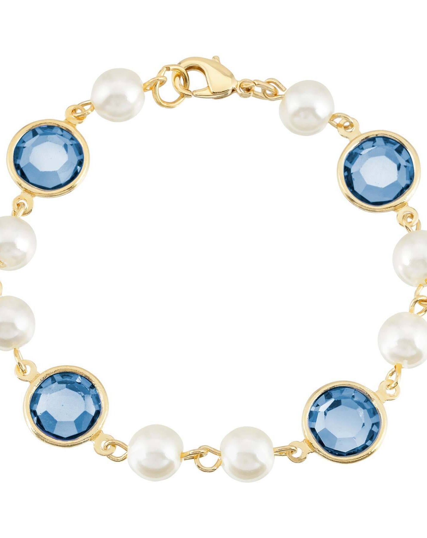 1928 Jewelry Channel Austrian Crystal & Faux Pearl Link Bracelet