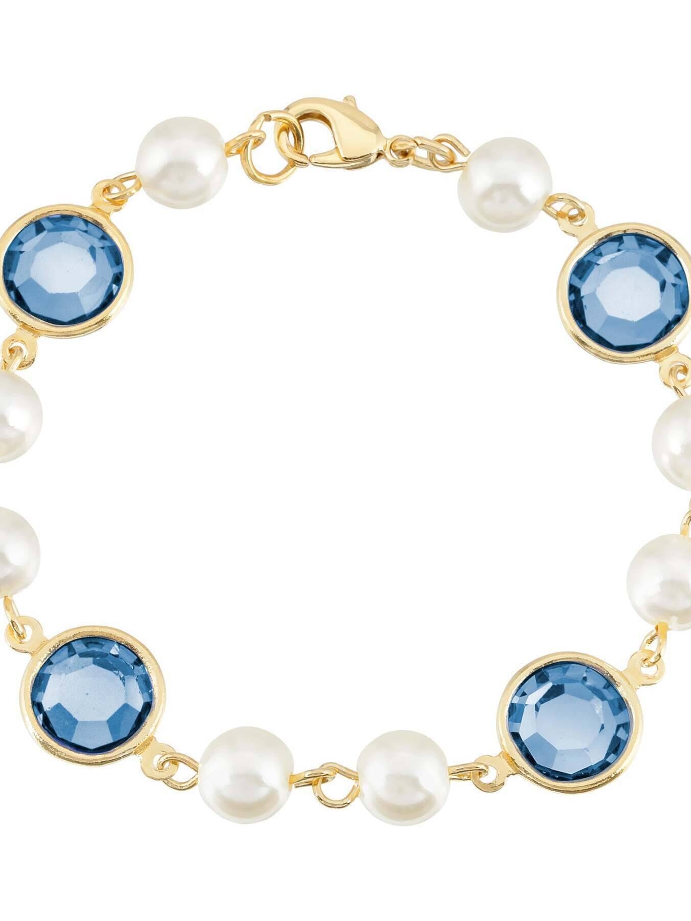 1928 Jewelry Channel Austrian Crystal & Faux Pearl Link Bracelet