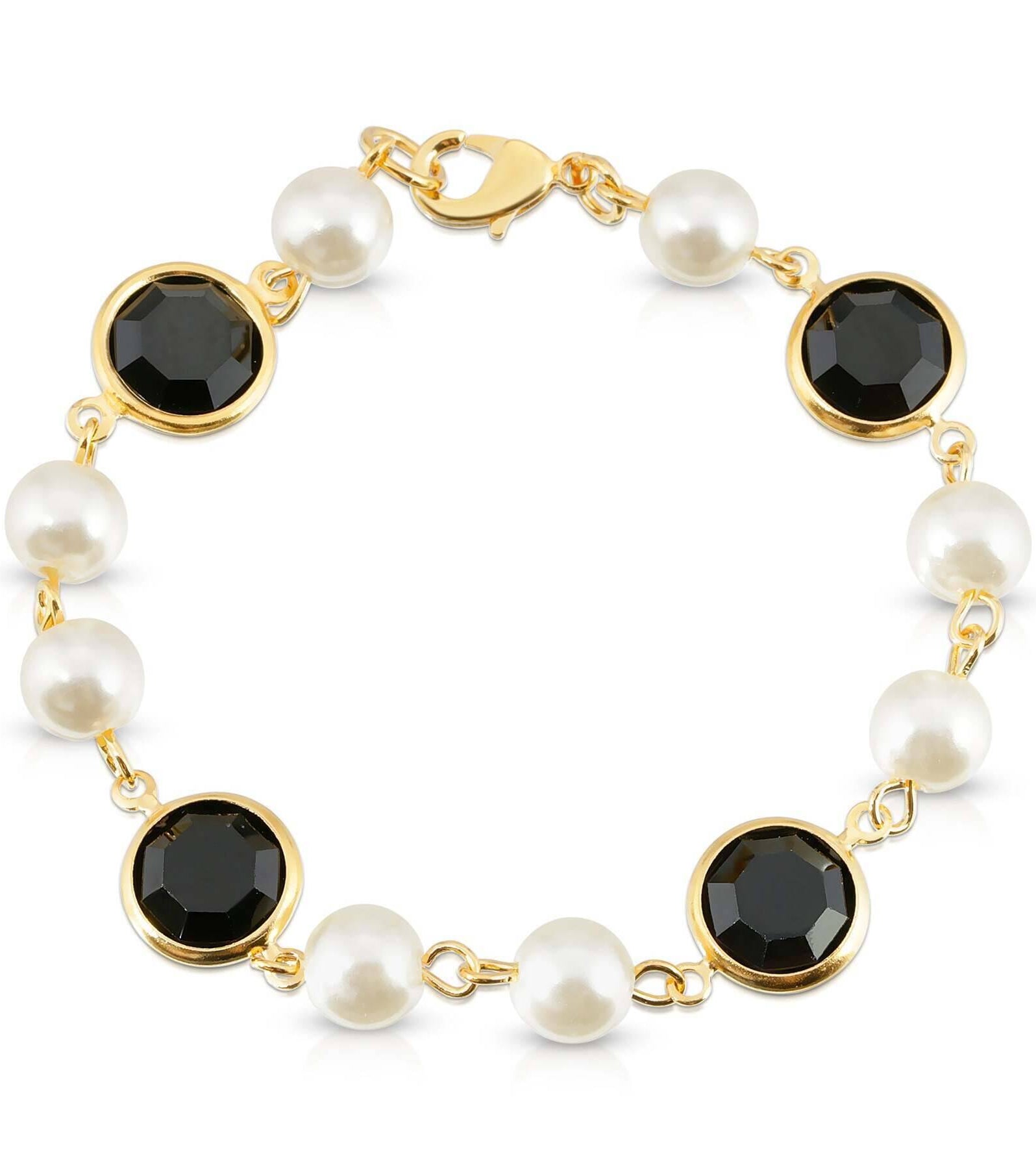 1928 Jewelry Channel Austrian Crystal & Faux Pearl Link Bracelet