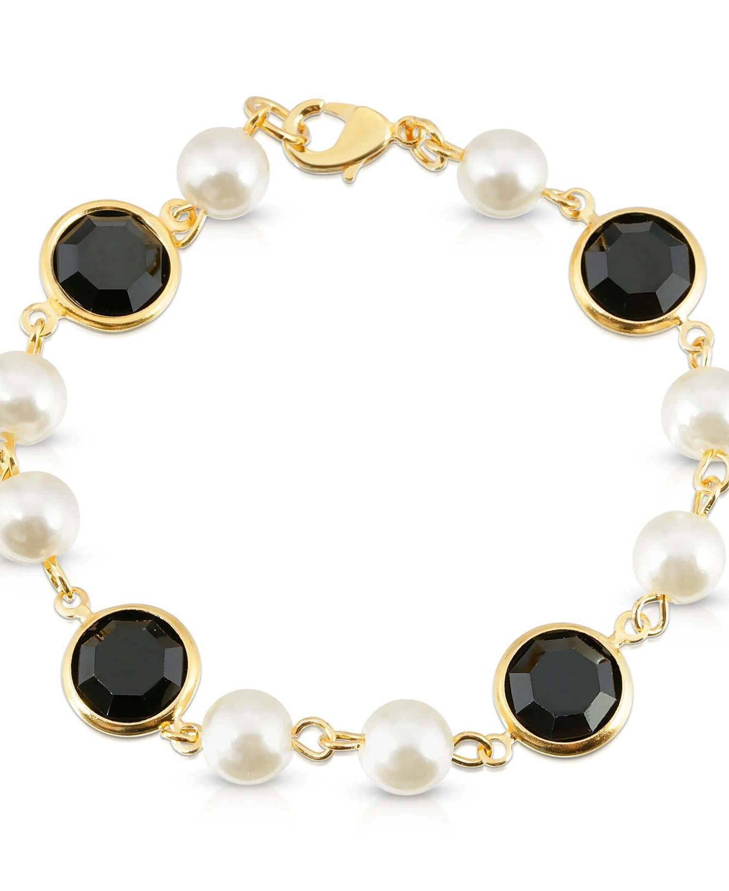 1928 Jewelry Channel Austrian Crystal & Faux Pearl Link Bracelet