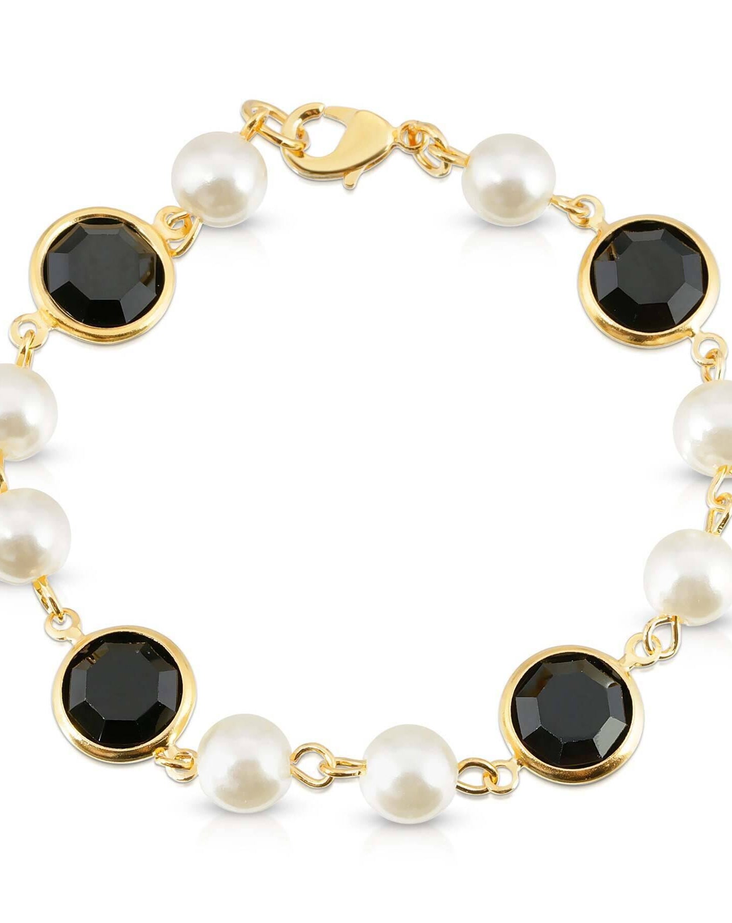 1928 Jewelry Channel Austrian Crystal & Faux Pearl Link Bracelet