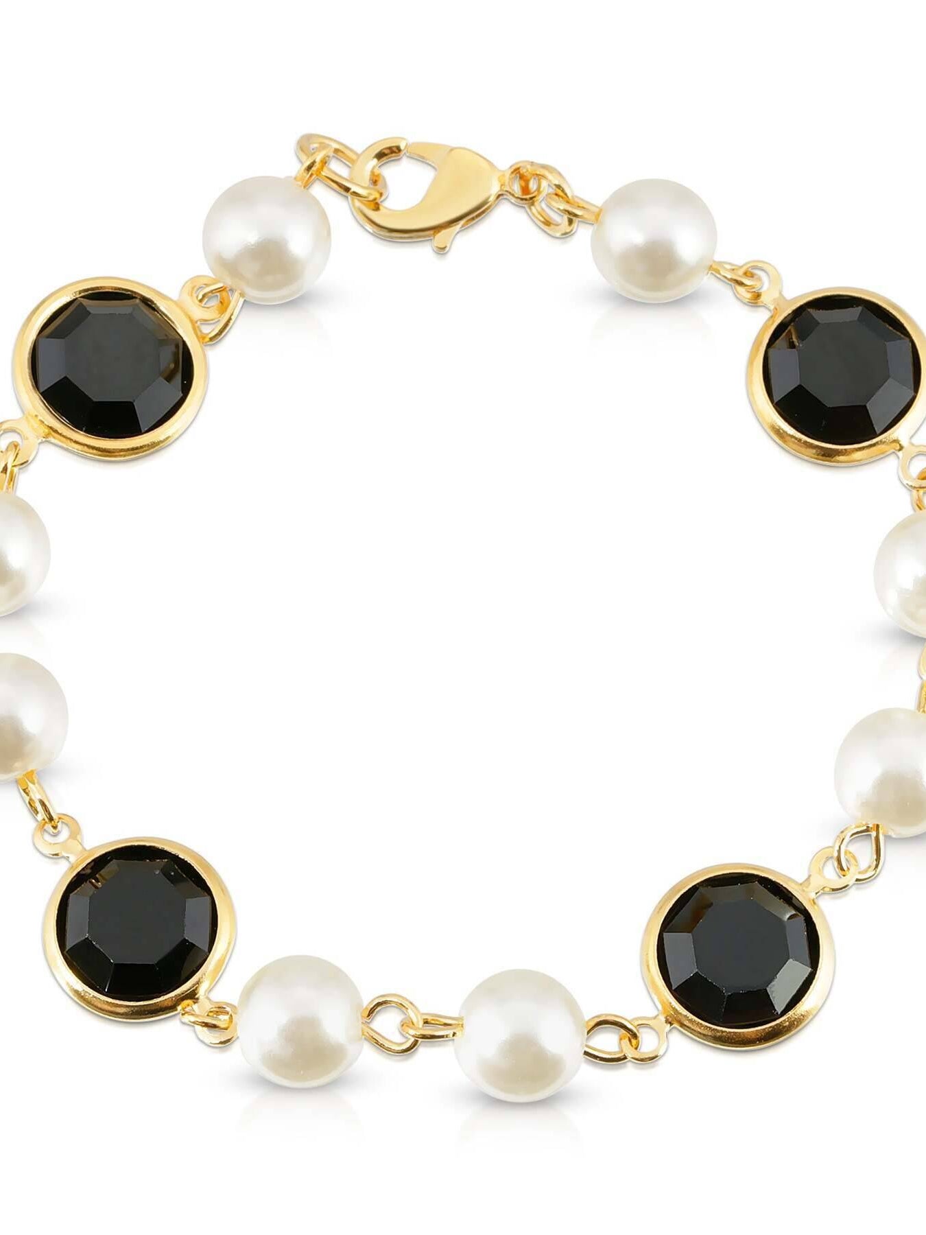 1928 Jewelry Channel Austrian Crystal & Faux Pearl Link Bracelet