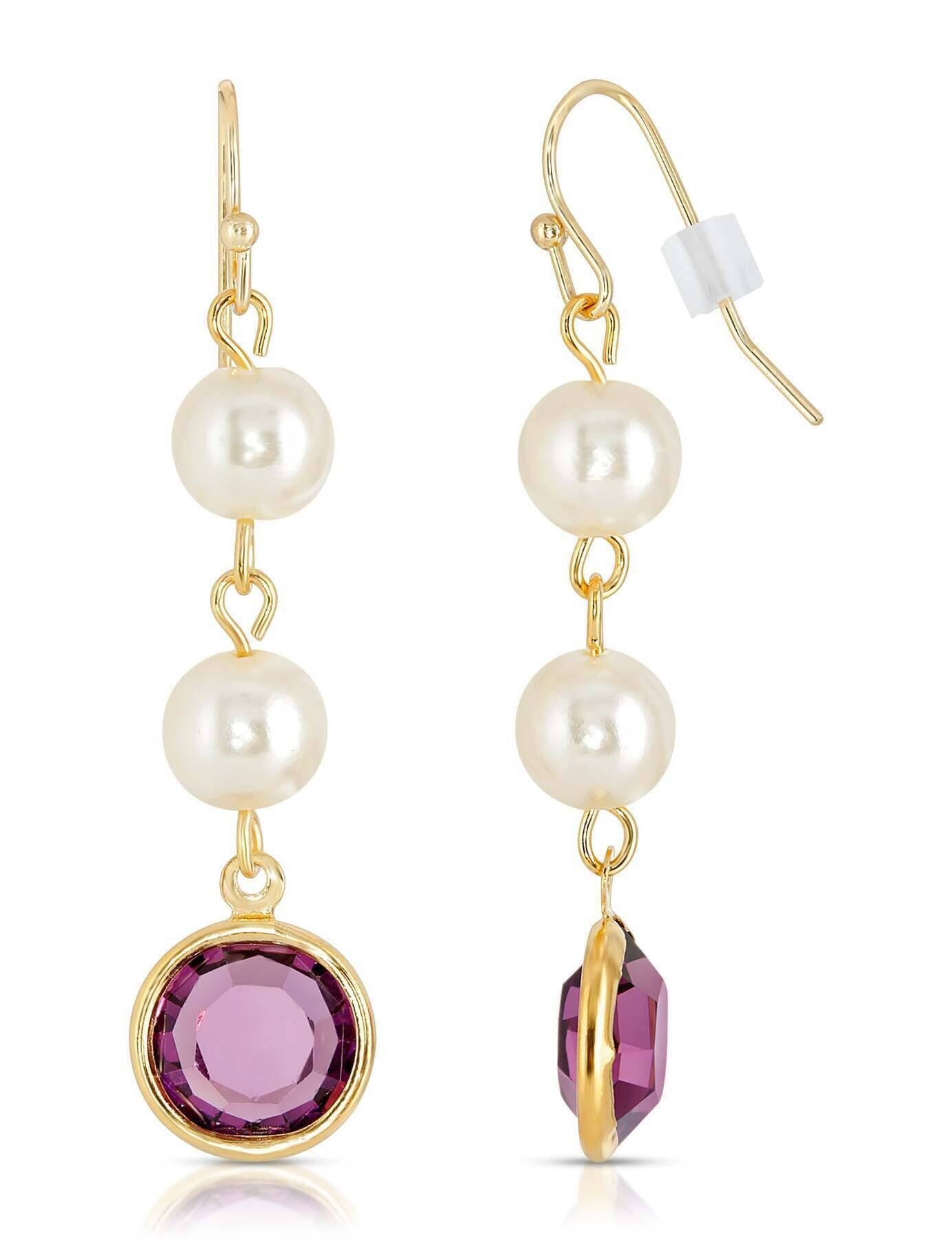 1928 Jewelry Channel Austrian Crystal & Faux Pearl Drop Earrings