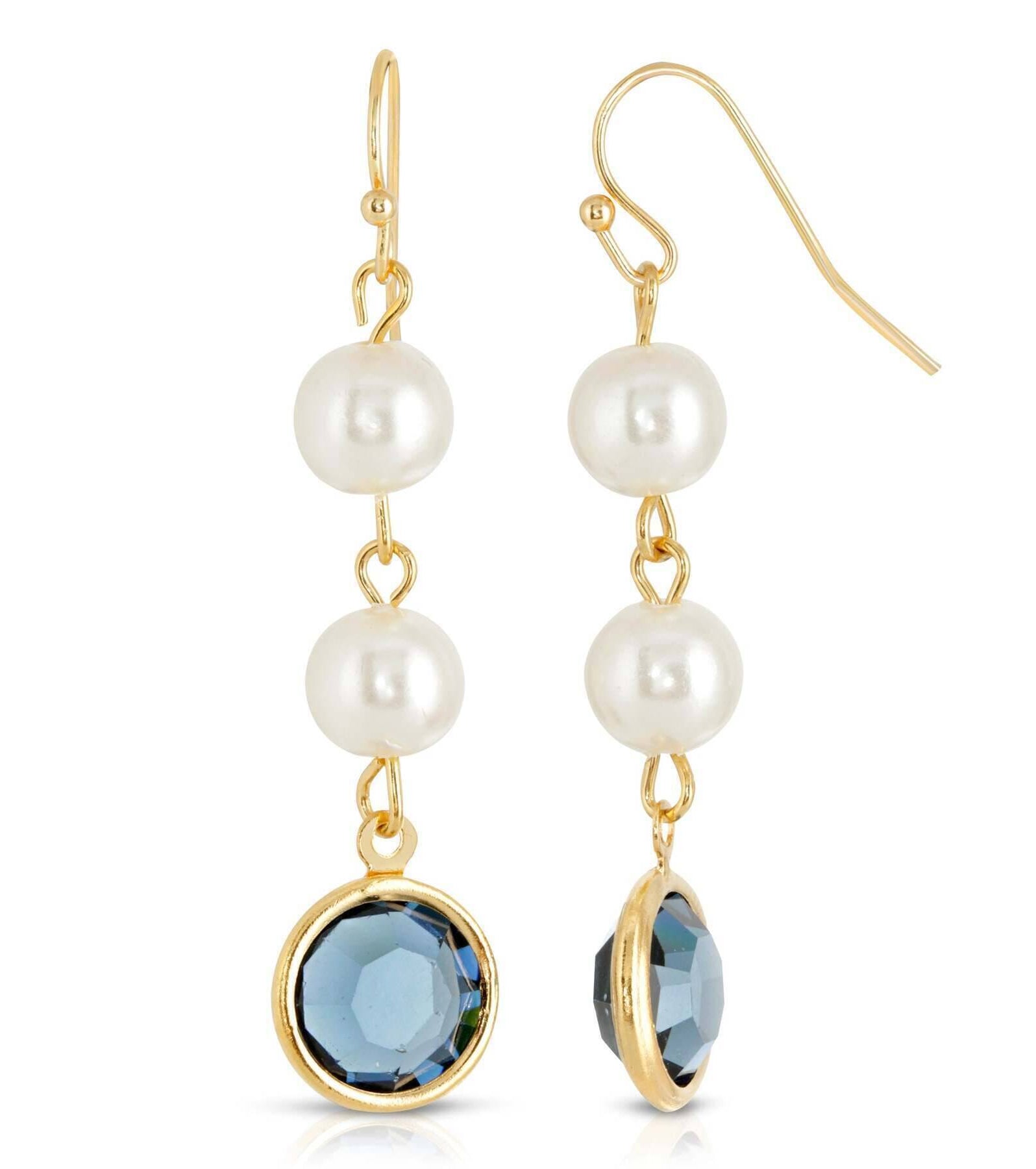 1928 Jewelry Channel Austrian Crystal & Faux Pearl Drop Earrings