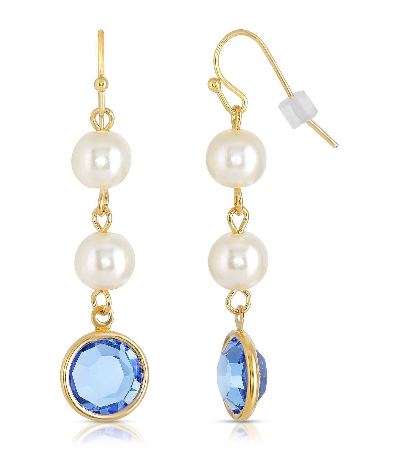 1928 Jewelry Channel Austrian Crystal & Faux Pearl Drop Earrings