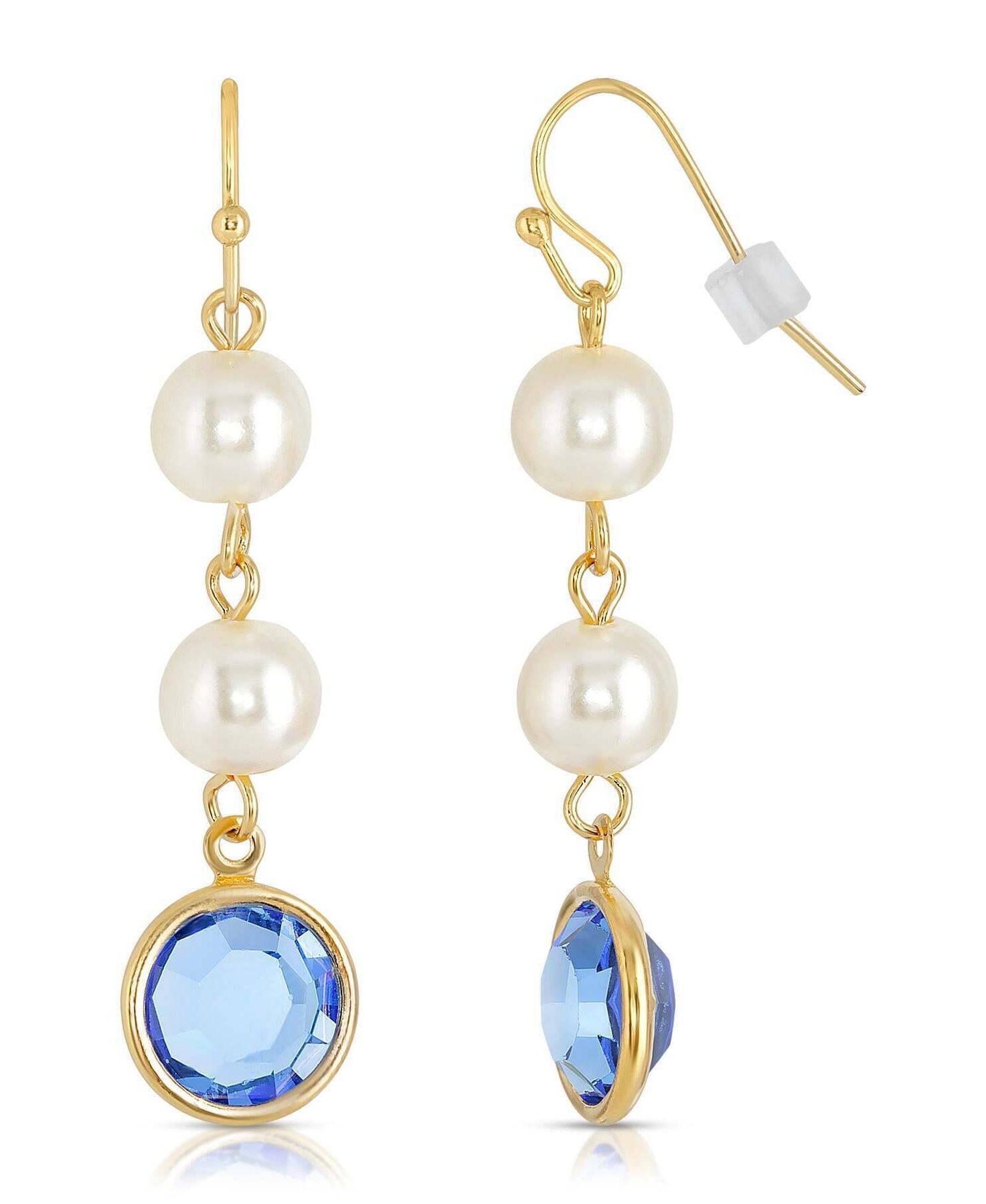 1928 Jewelry Channel Austrian Crystal & Faux Pearl Drop Earrings