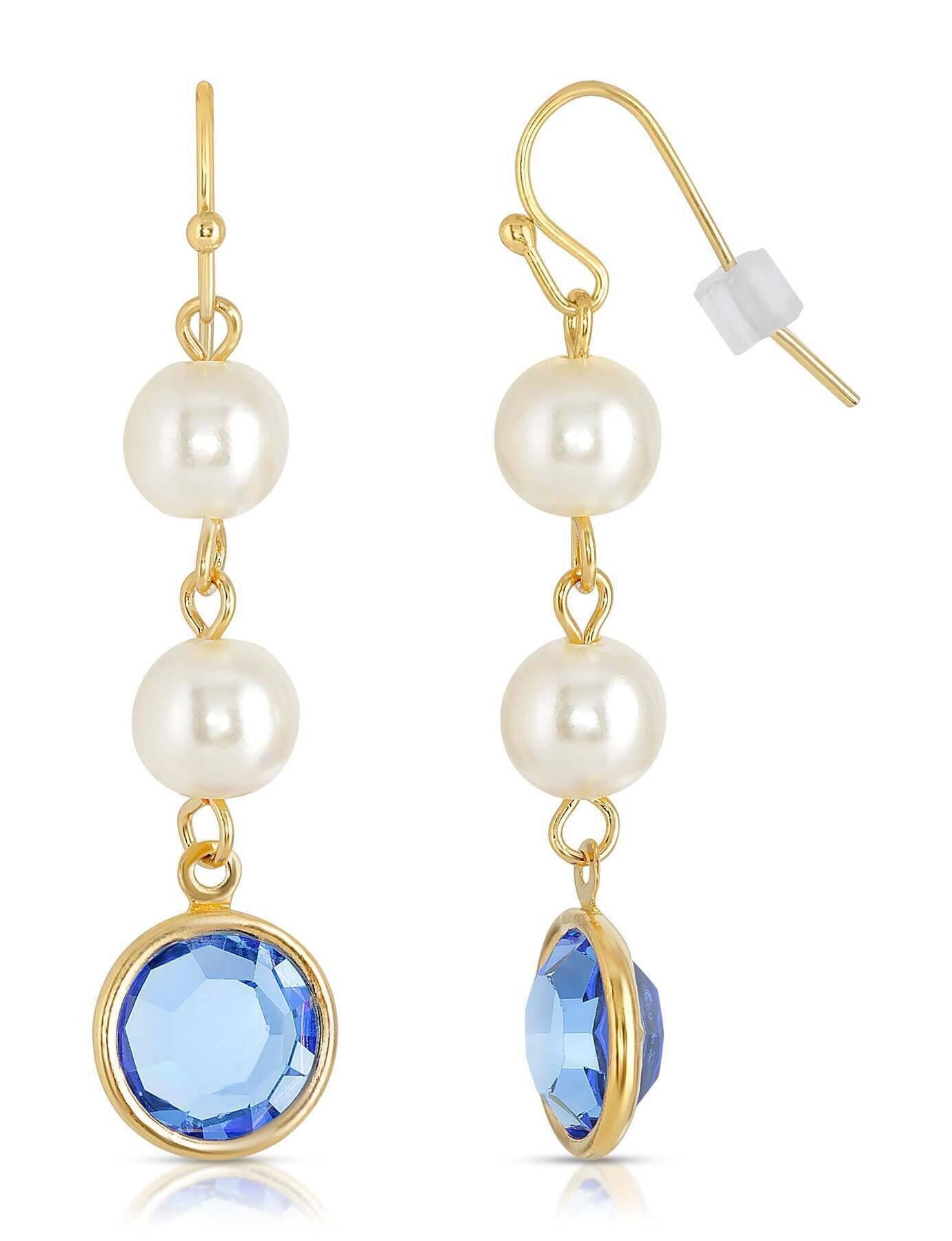 1928 Jewelry Channel Austrian Crystal & Faux Pearl Drop Earrings