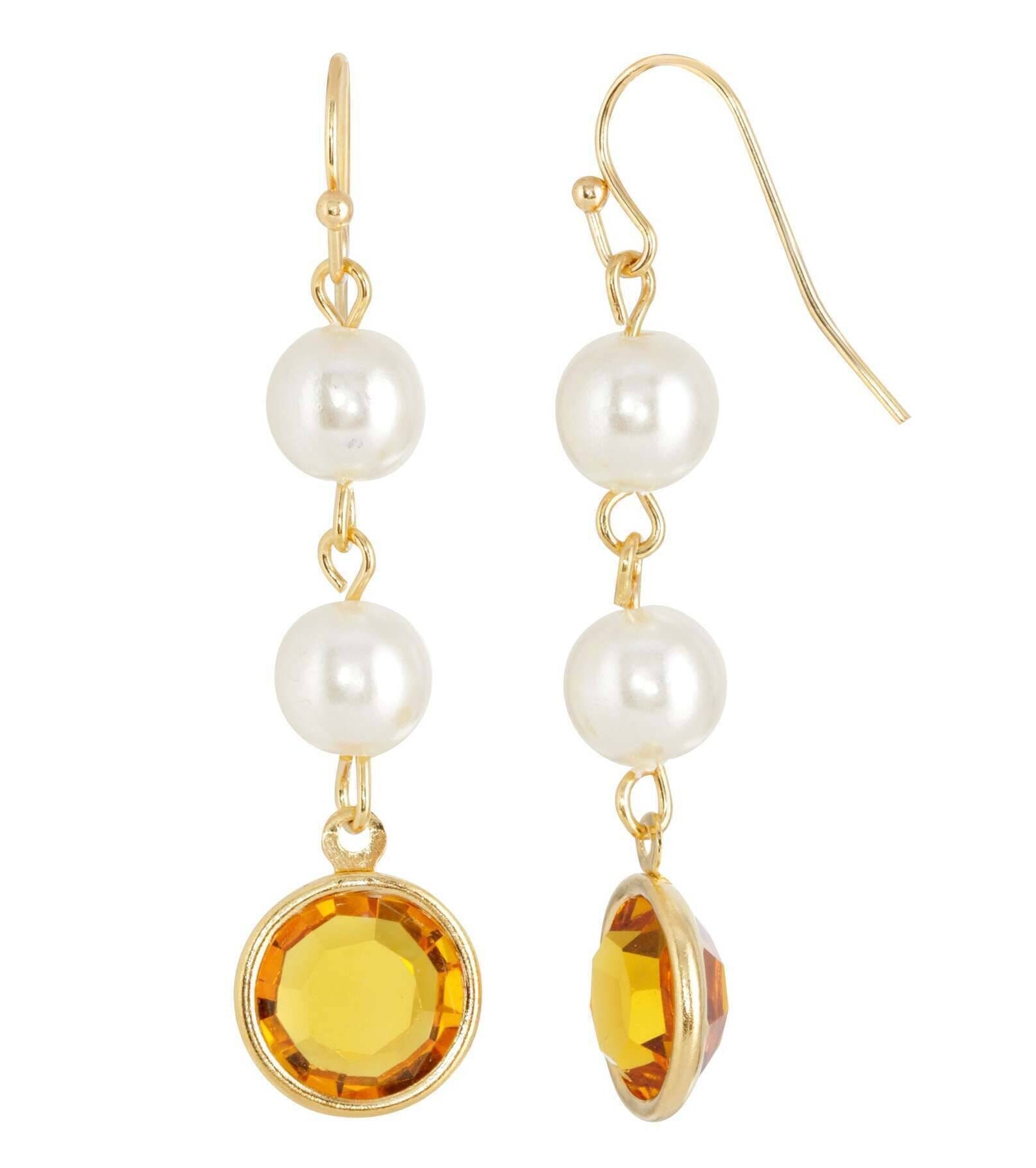 1928 Jewelry Channel Austrian Crystal & Faux Pearl Drop Earrings