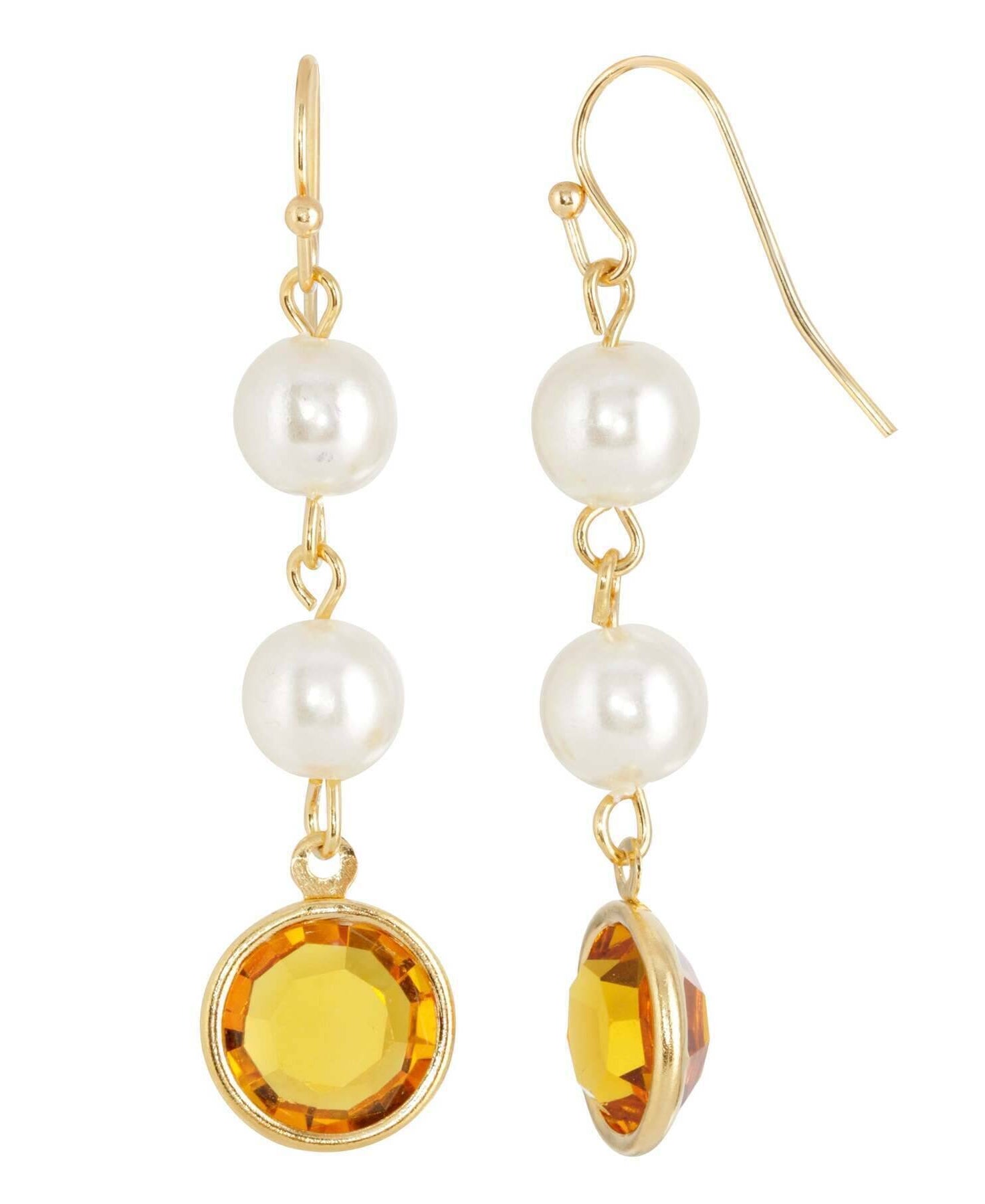 1928 Jewelry Channel Austrian Crystal & Faux Pearl Drop Earrings