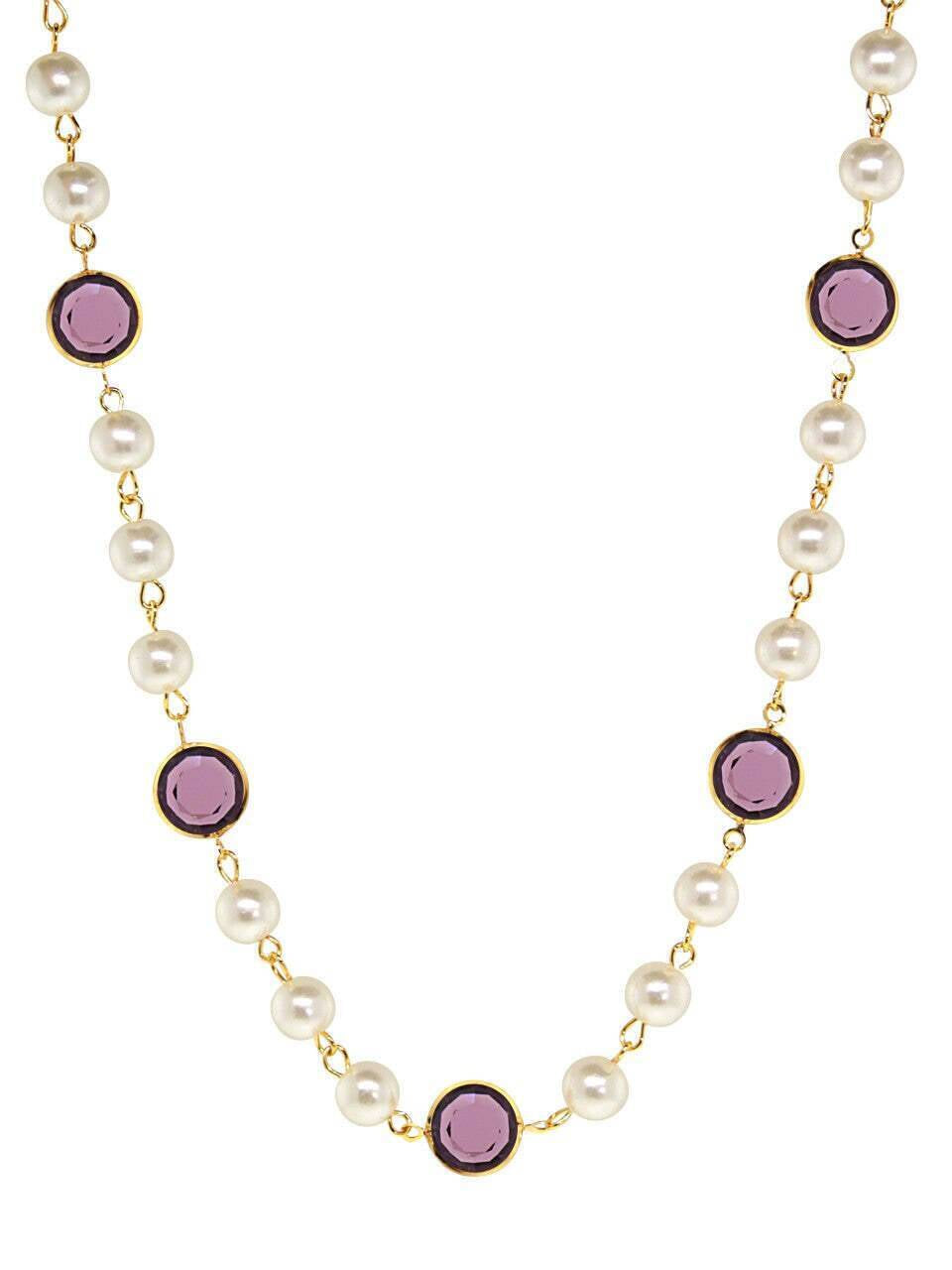 1928 Jewelry Channel Austrian Crystal & 8mm Faux Pearl Necklace 16" + 3" Extender