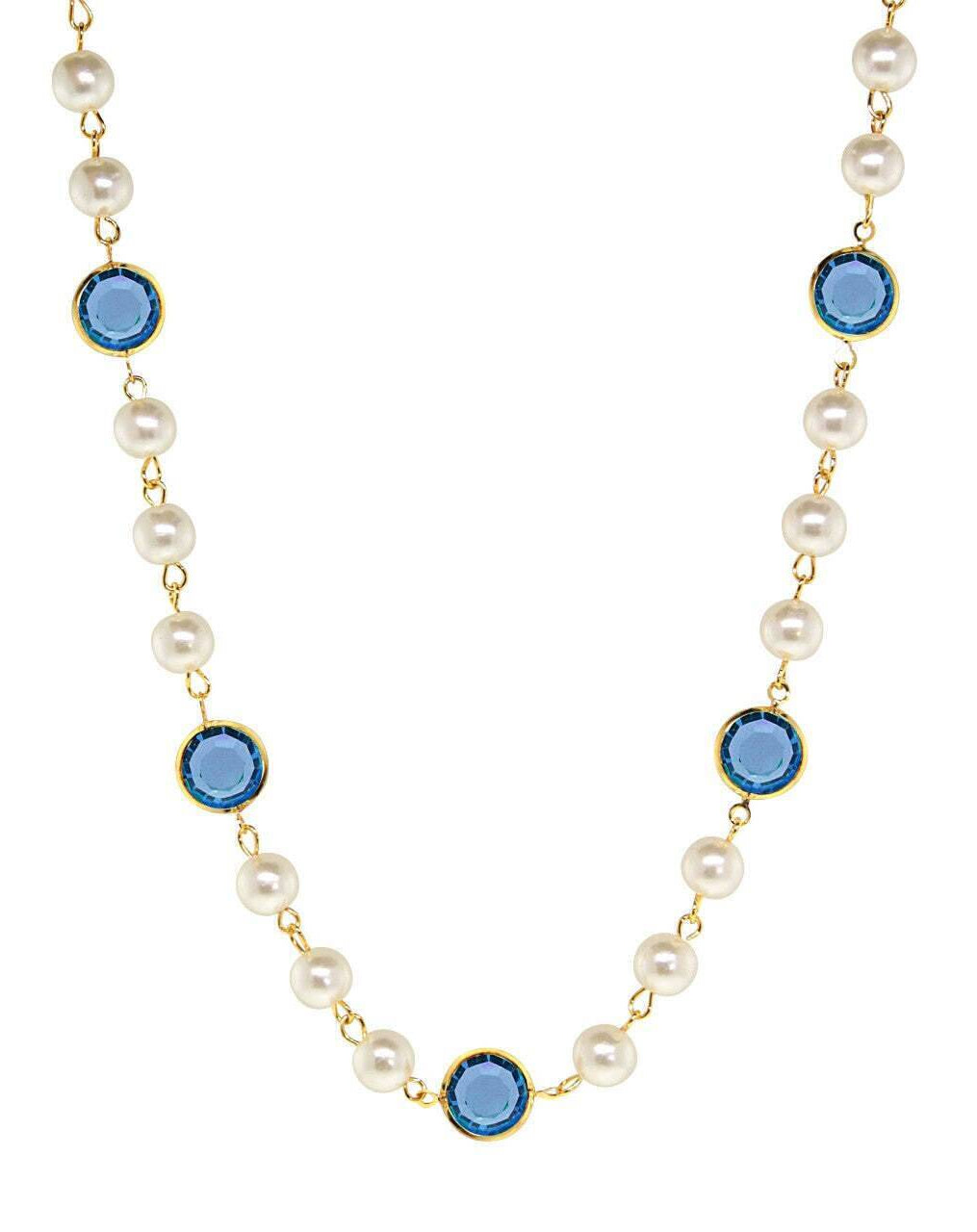 1928 Jewelry Channel Austrian Crystal & 8mm Faux Pearl Necklace 16" + 3" Extender