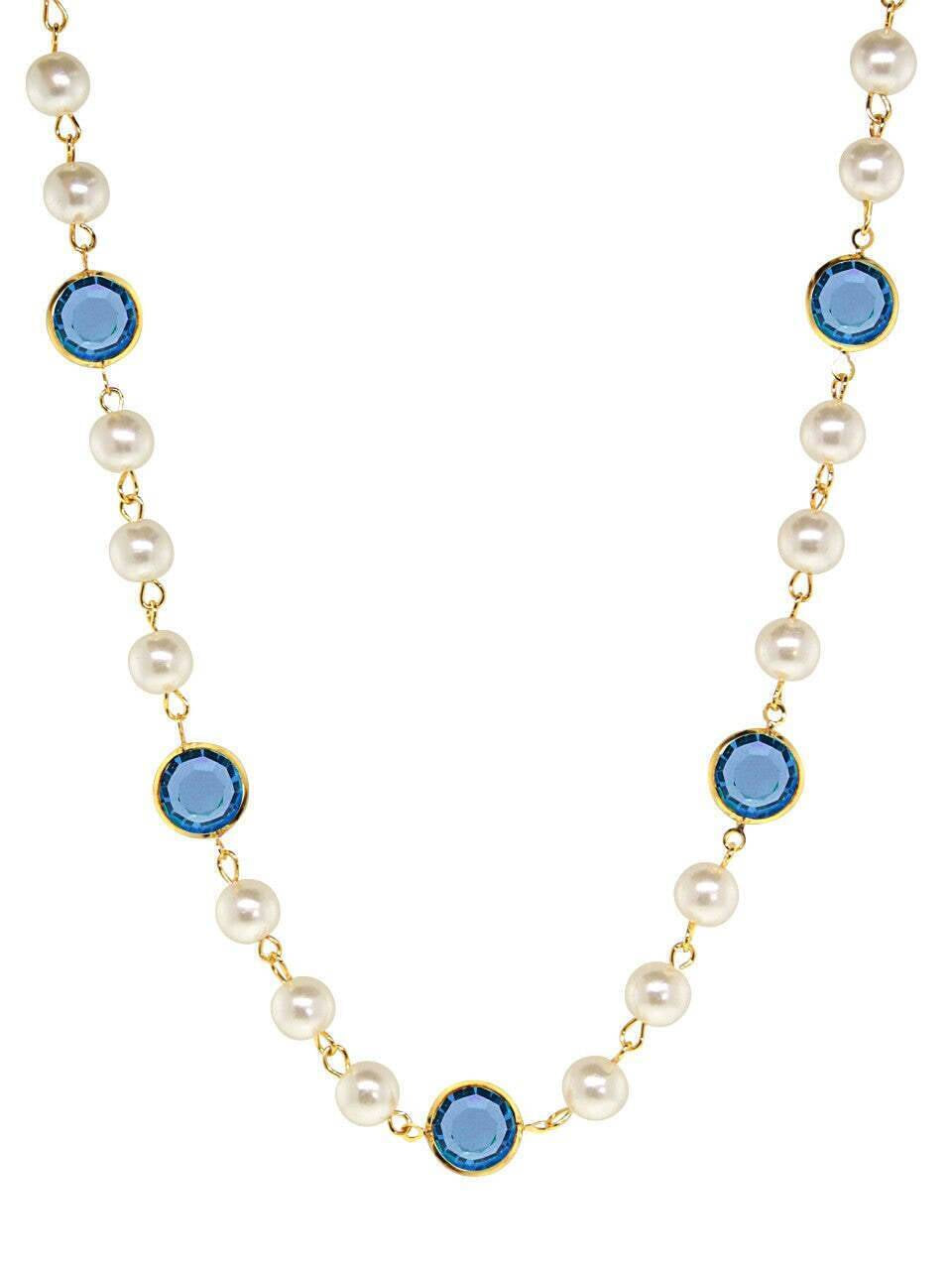 1928 Jewelry Channel Austrian Crystal & 8mm Faux Pearl Necklace 16" + 3" Extender