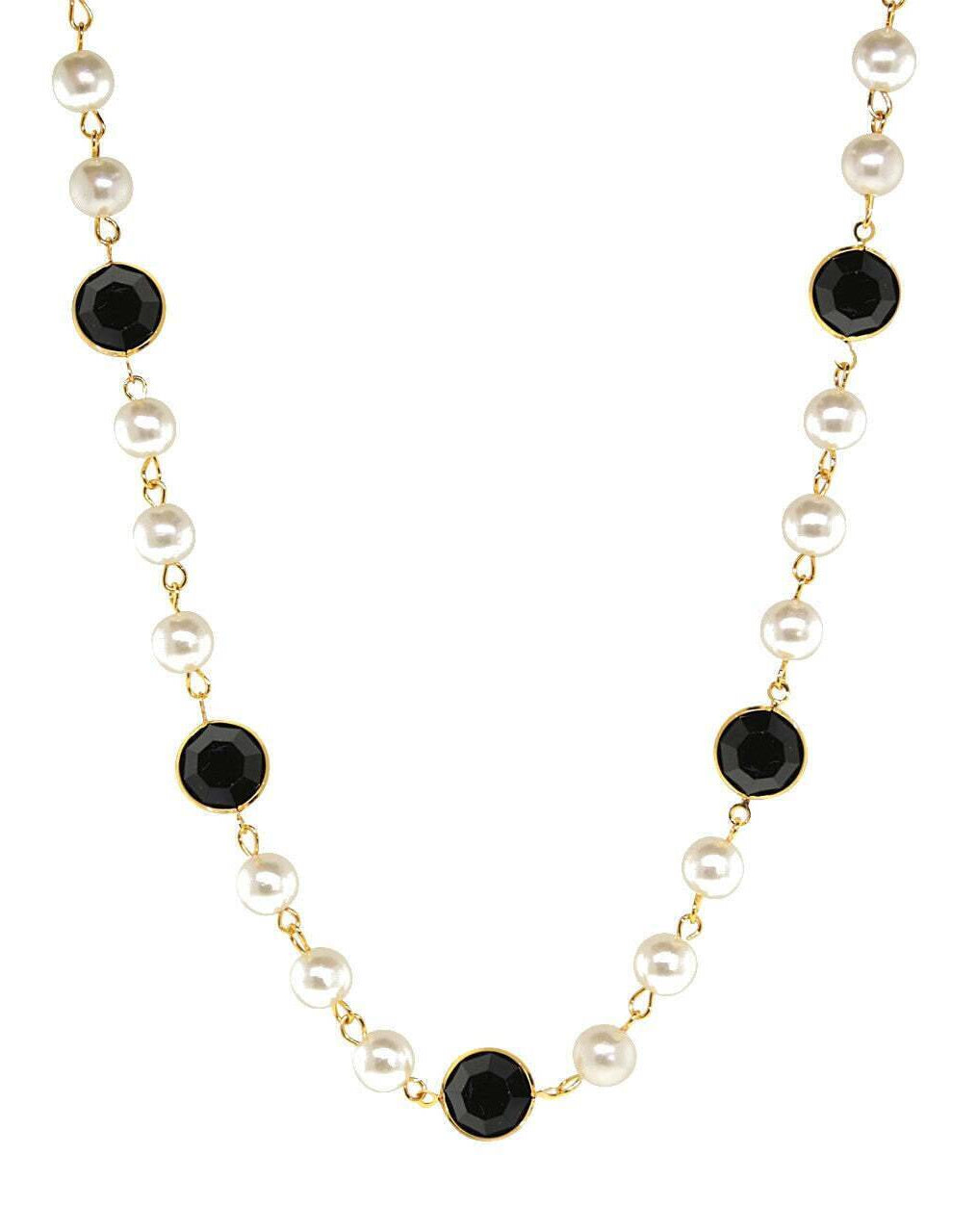 1928 Jewelry Channel Austrian Crystal & 8mm Faux Pearl Necklace 16" + 3" Extender