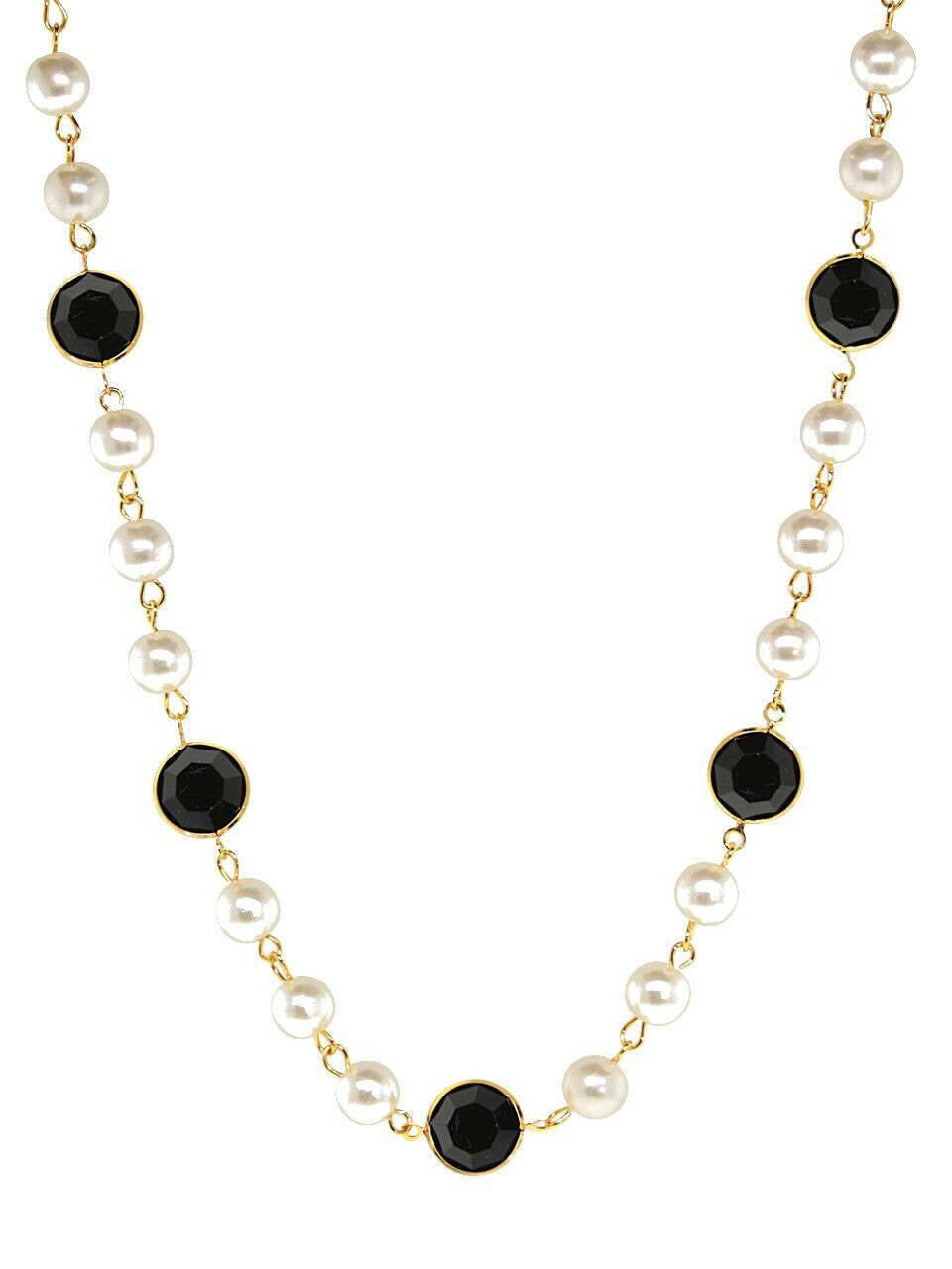 1928 Jewelry Channel Austrian Crystal & 8mm Faux Pearl Necklace 16" + 3" Extender