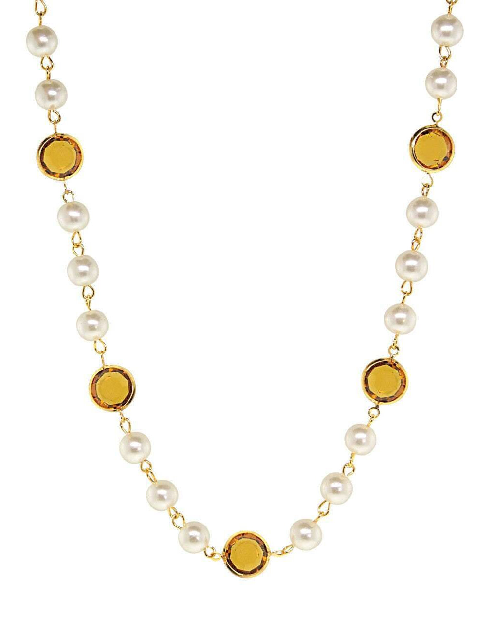 1928 Jewelry Channel Austrian Crystal & 8mm Faux Pearl Necklace 16" + 3" Extender