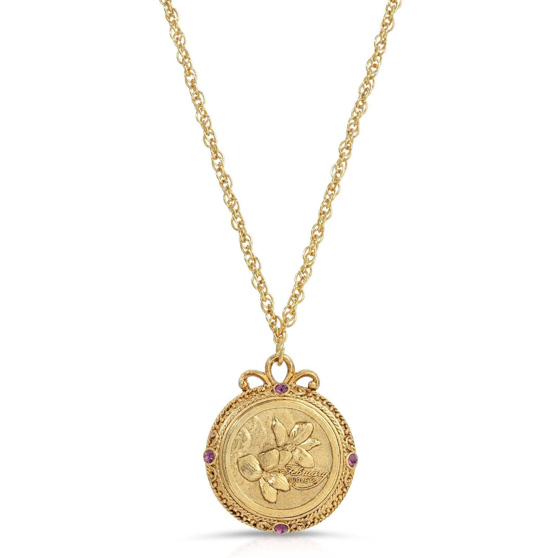 1928 Jewelry Flower of The Month Crystal Pendant Necklace 20"