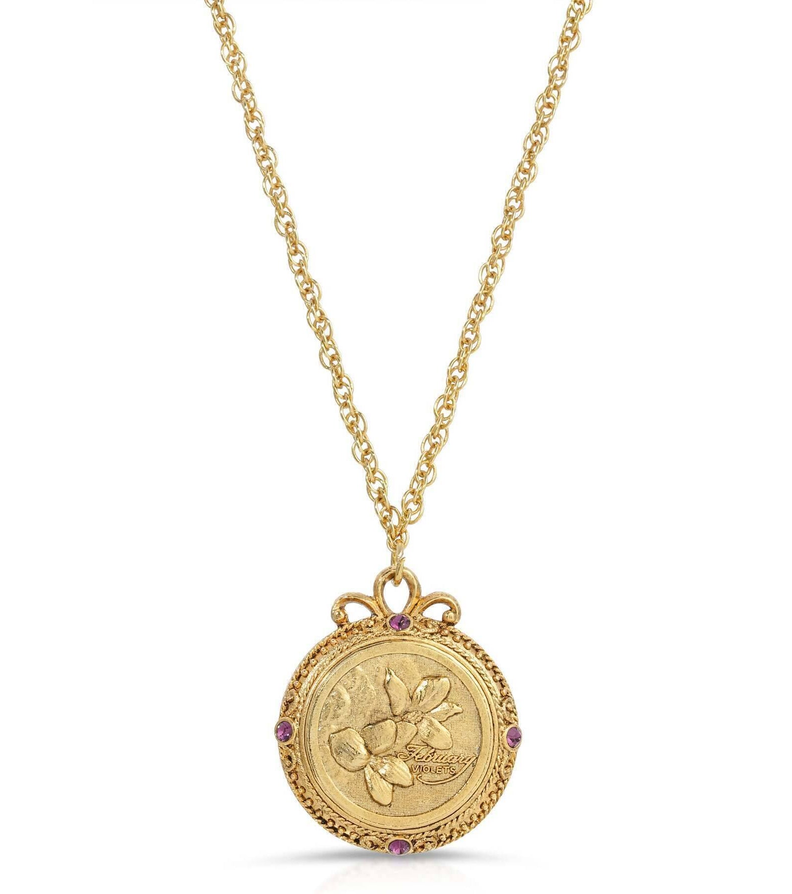 1928 Jewelry Flower of The Month Crystal Pendant Necklace 20"