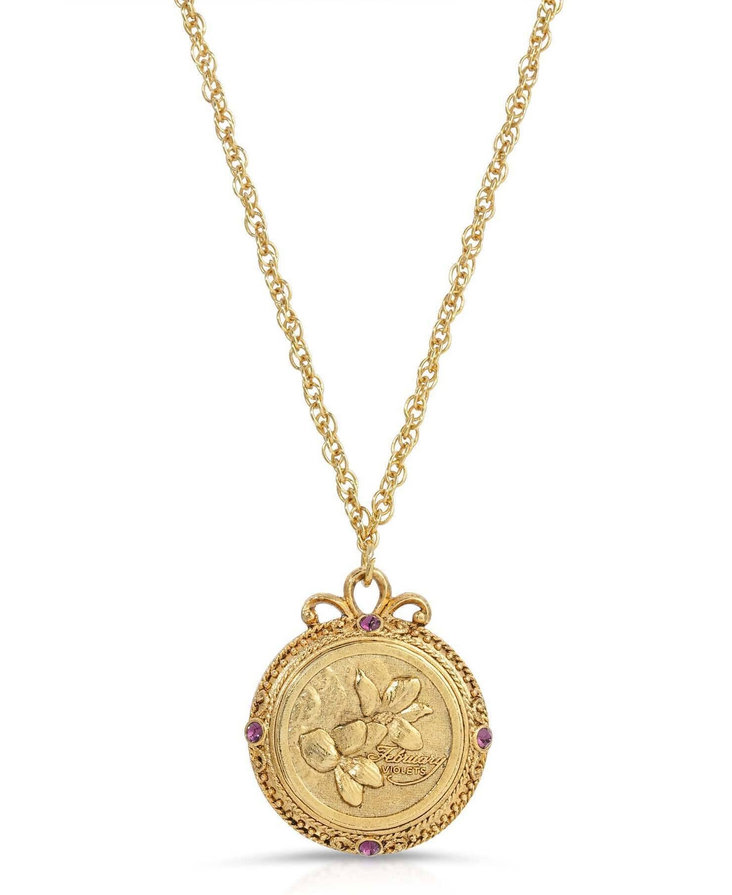 1928 Jewelry Flower of The Month Crystal Pendant Necklace 20"