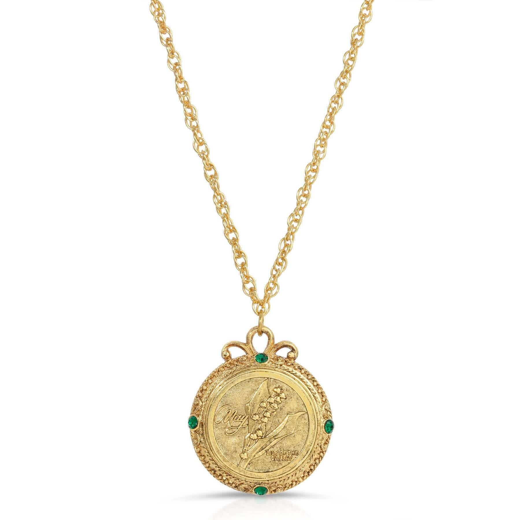 1928 Jewelry Flower of The Month Crystal Pendant Necklace 20"