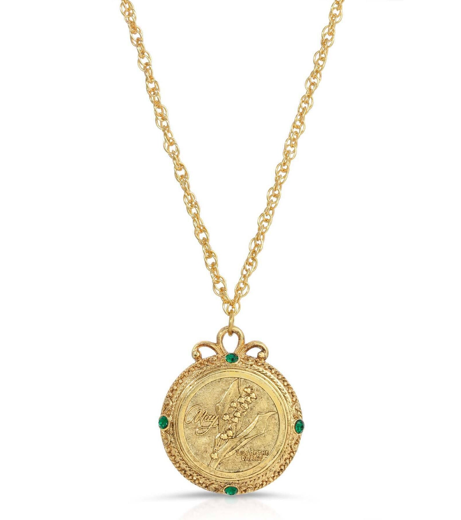 1928 Jewelry Flower of The Month Crystal Pendant Necklace 20"