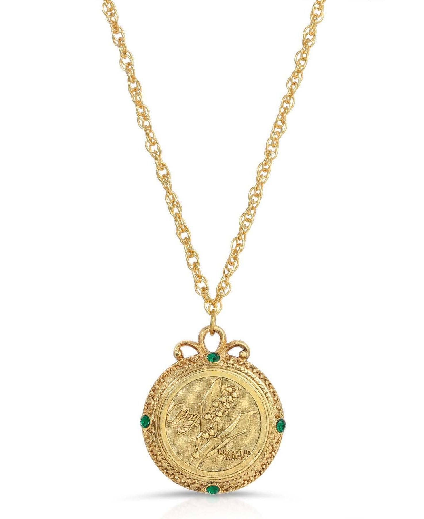 1928 Jewelry Flower of The Month Crystal Pendant Necklace 20"