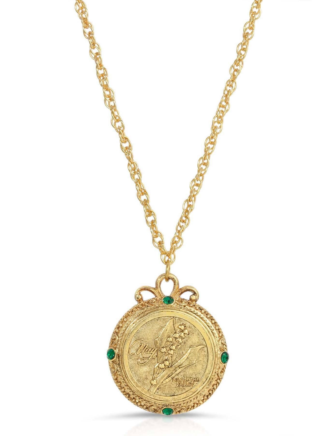 1928 Jewelry Flower of The Month Crystal Pendant Necklace 20"