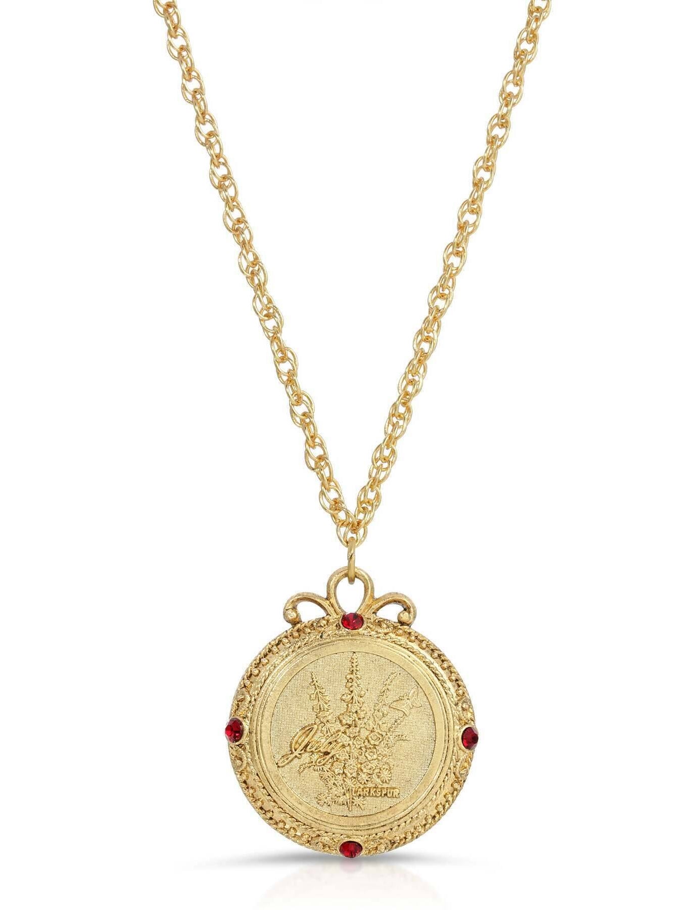 1928 Jewelry Flower of The Month Crystal Pendant Necklace 20"