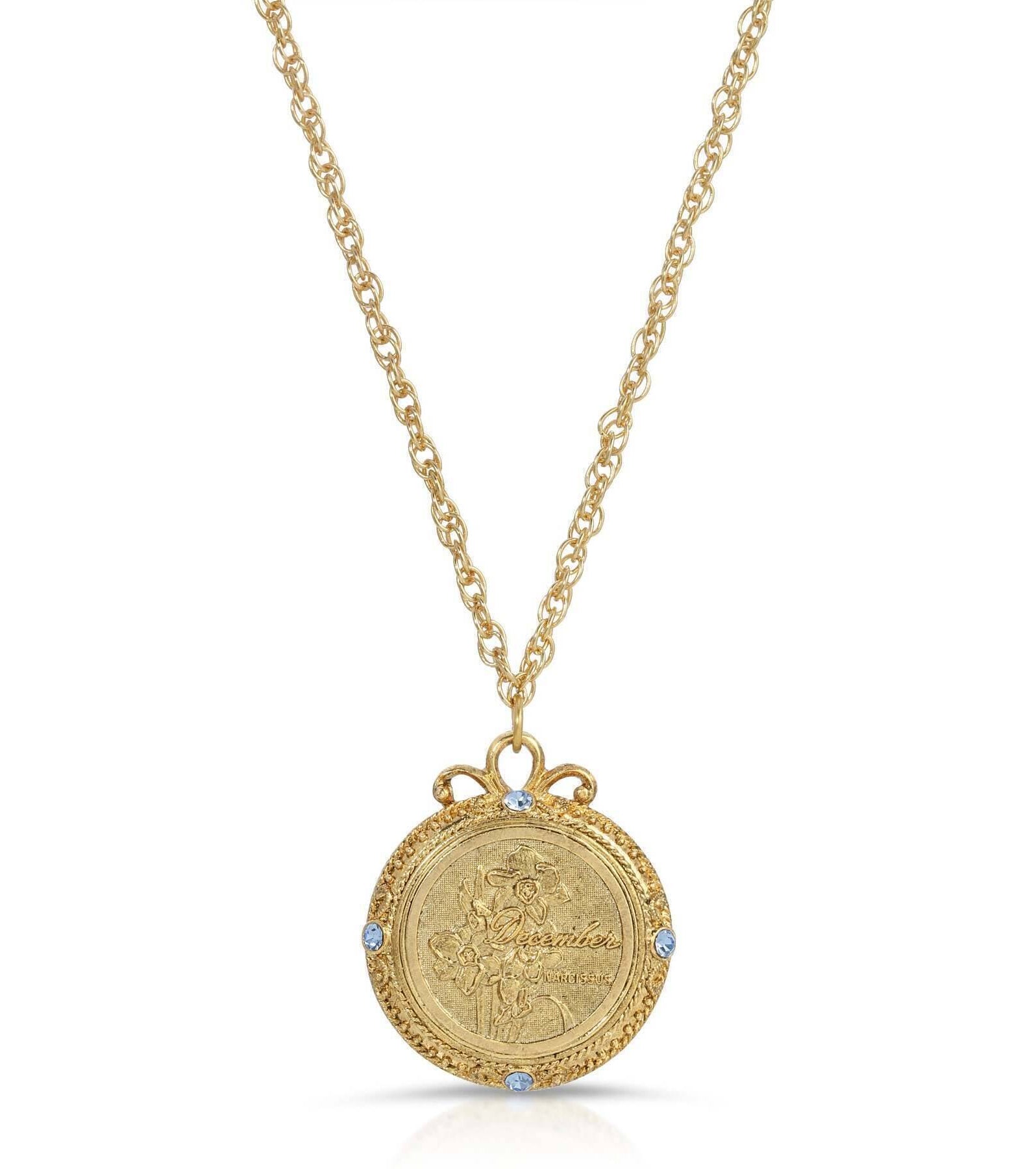 1928 Jewelry Flower of The Month Crystal Pendant Necklace 20"